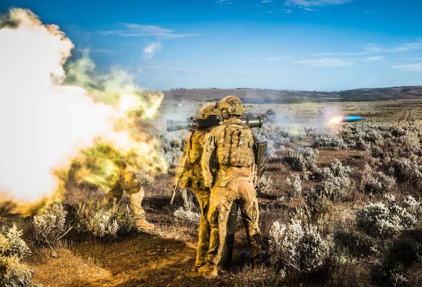 Anti-armour weapon firing in daylight