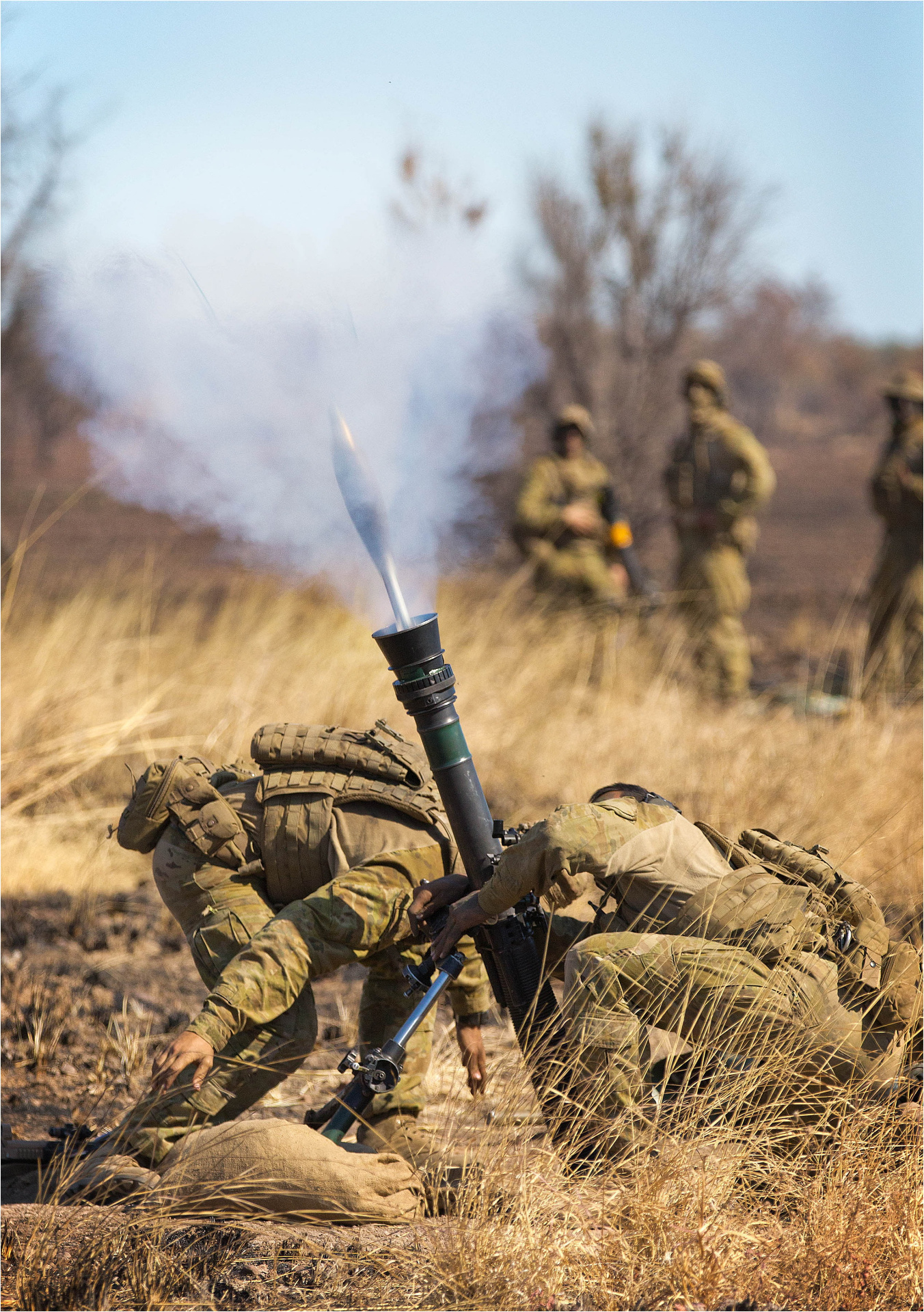 81mm mortar firing
